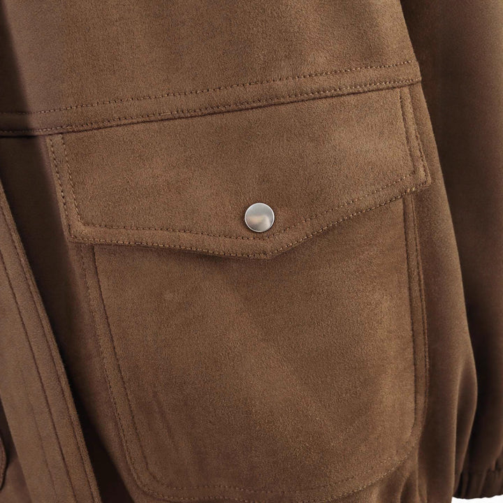 Casual oversized faux leather jacket for women with practical pockets Lune London