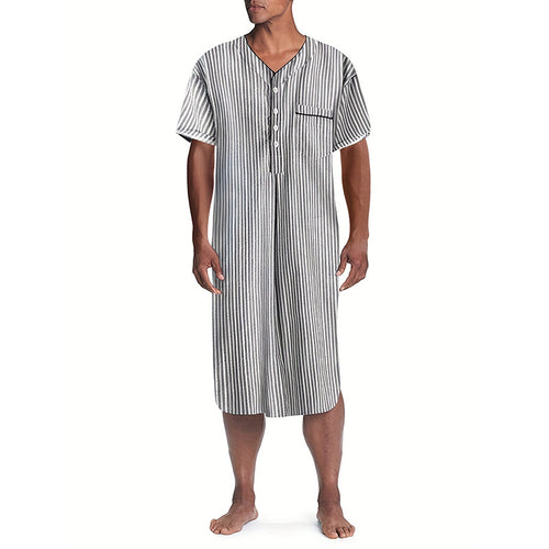 Nightgown for women with elegant stripes and practical button placket Amarae