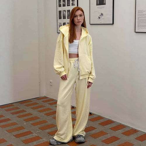 Ladies Comfortable Oversized Casual Set with Hood and Zipper Amarae