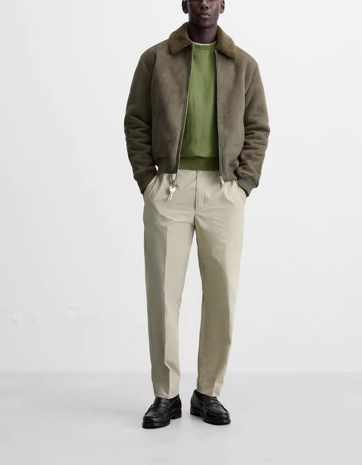 Men's bomber jacket with teddy collar and zipper Amarae