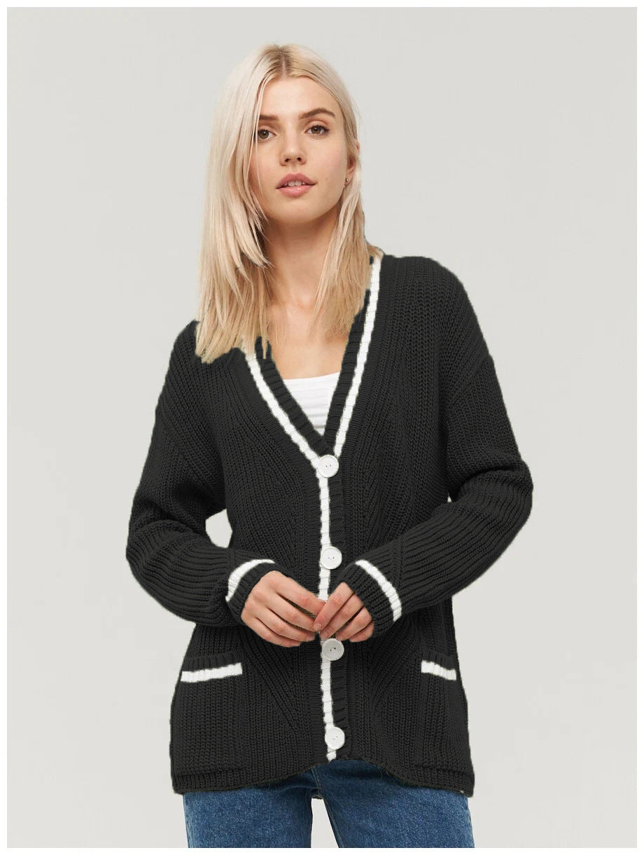 Ladies chunky knit cardigan with pockets Lune London