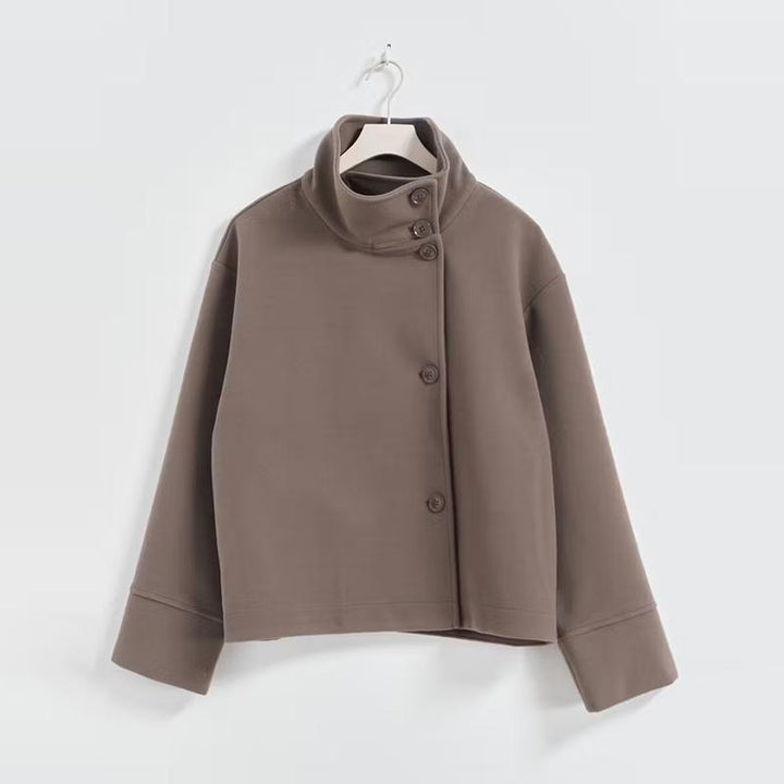 Women's Short Jacket with High Collar and Button Closure Lune London