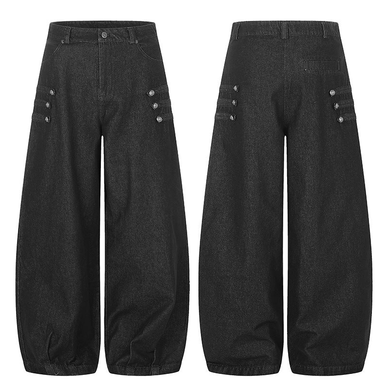 Women High-Waisted Balloon Culotte Jeans with Elastic Hem Amarae