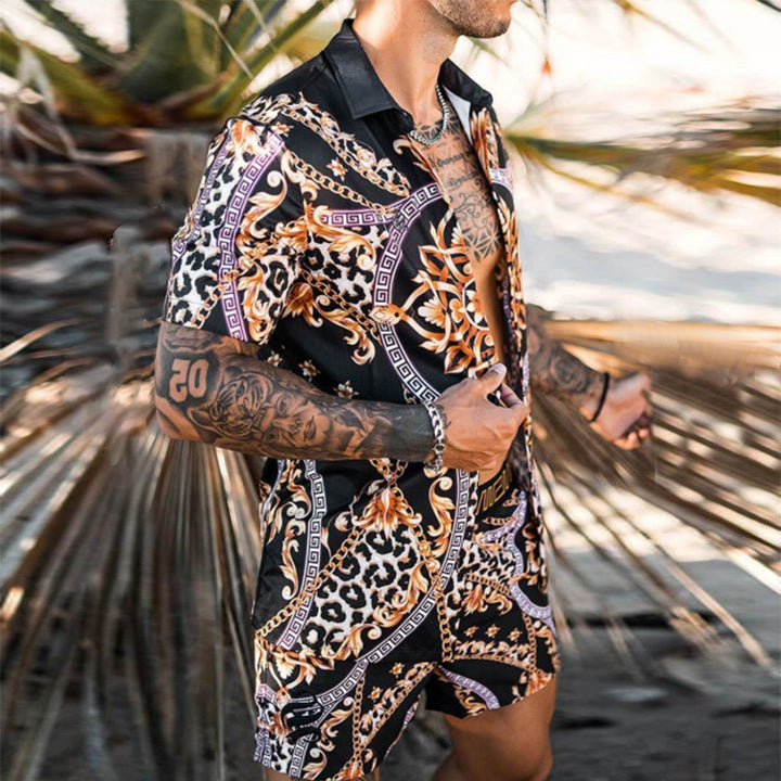 Men's Short Sleeve Tropical Print Set Amarae