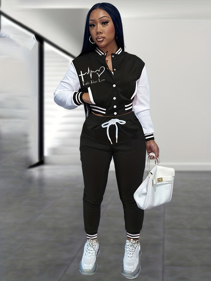 Ladies' sports jumpsuit with contrasting sleeves and fashion lettering Lune London