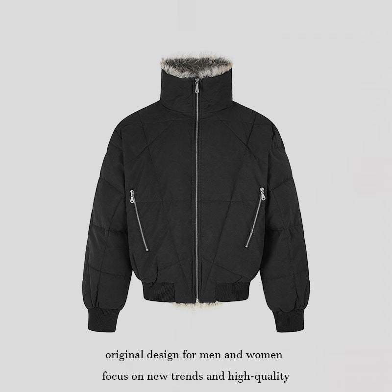 Women's quilted bomber jacket with faux fur trim, high stand-up collar and diagonal zip pockets Amarae