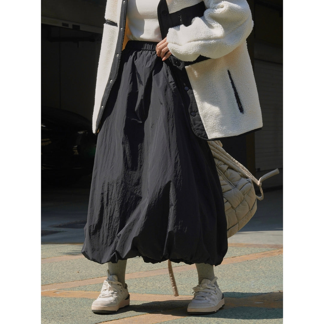 Women Wide Balloon Skirt made of technical Nylon with Elastic Waist Amarae