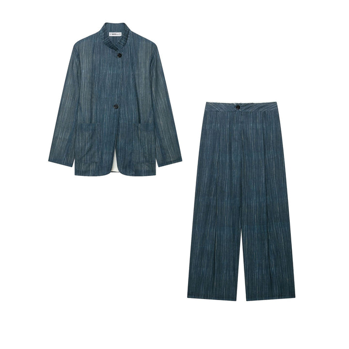Women's Wide High Waist Trousers with Pinstripes and Wide Leg Amarae