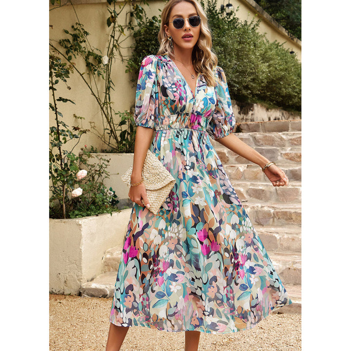 Chic Puff Sleeve Maxi Dress