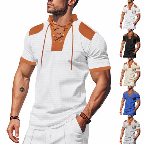 Short-sleeve shirt for men with laces and structured design Amarae