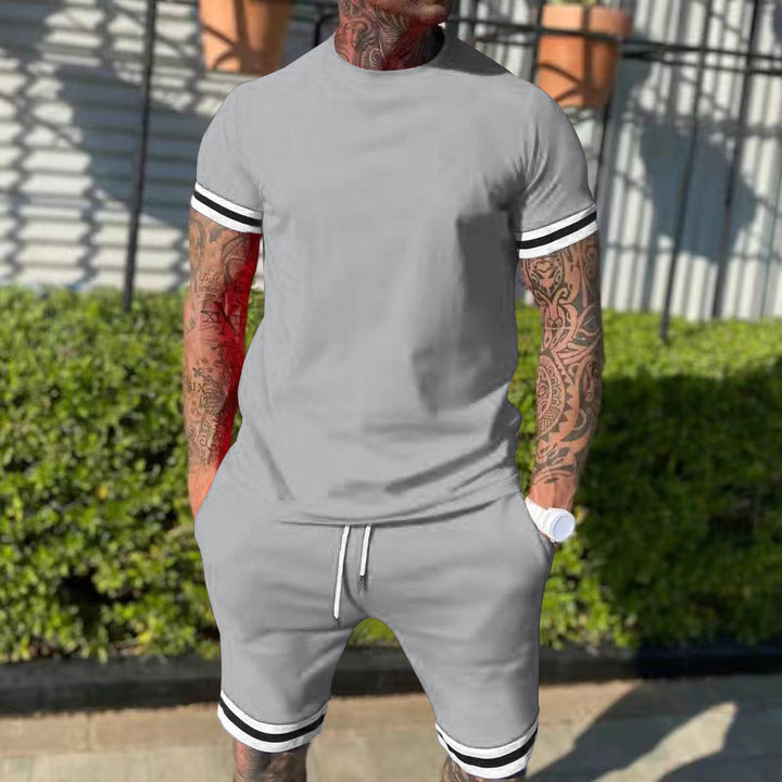 Men's short sleeve sports set with contrasting stripes Lune London