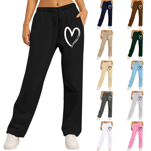 Women's casual leisure pants with modern heart design Chic & Stil