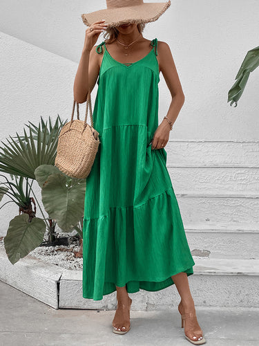 Women Draped Maxi Dress with Adjustable Spaghetti Straps Amarae