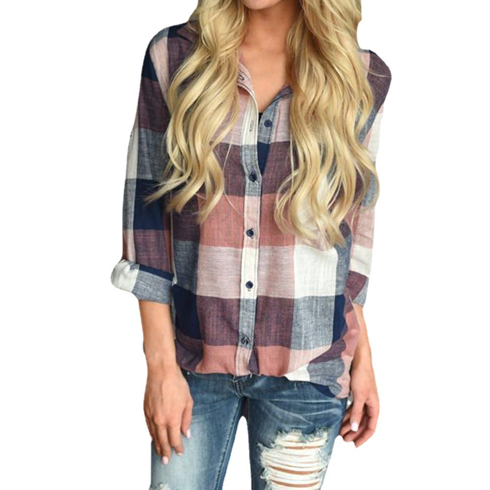 Plaid blouse for women with long sleeves and a relaxed fit Lune London