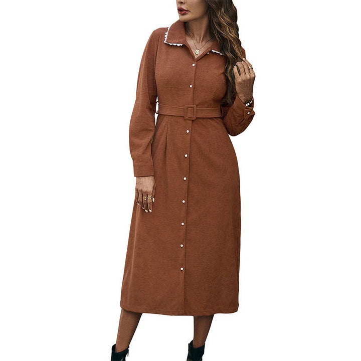 Shirt dress for women with elegant button placket and chic waistband Lune London