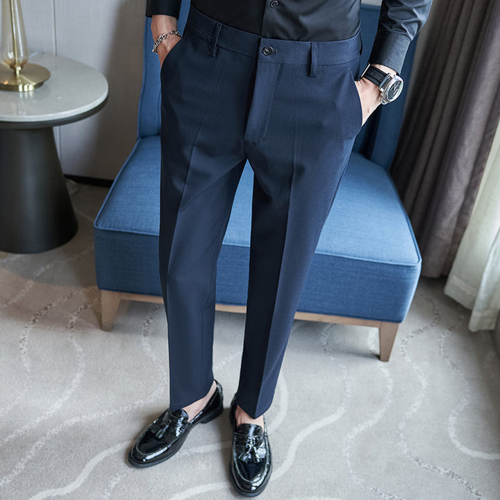 Elegant suit trousers for men, slim fit and fine striped pattern Lune London
