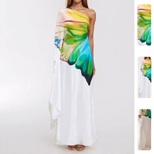 Robe maxi pour femme avec design asymétrique et dégradé de couleurs artistique Chic & Stil