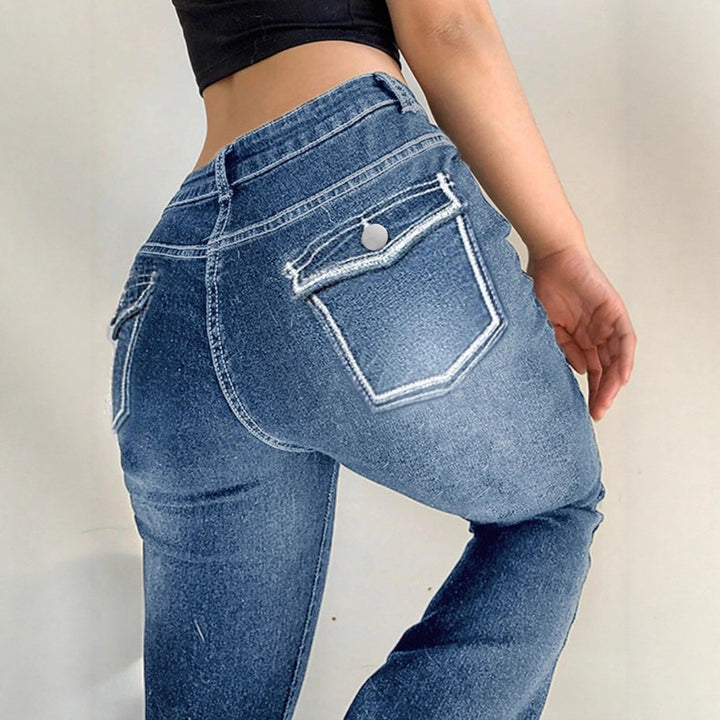 Women's high-waisted flared denim pants with sculpting fit and extended leg Amarae
