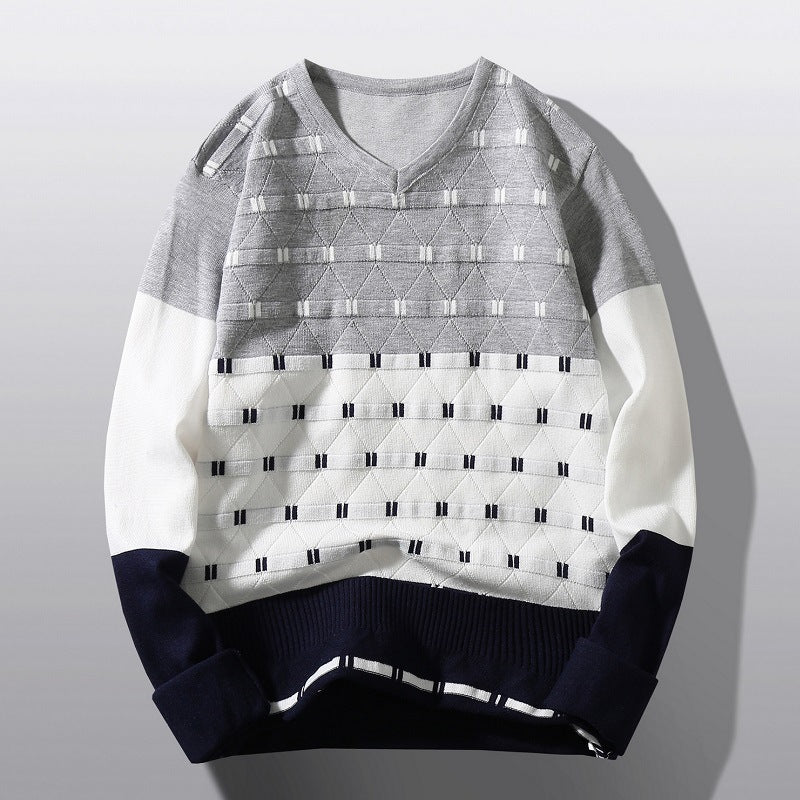 Pullover à col en V tendance pour femmes avec motif de structure graphique Lune London