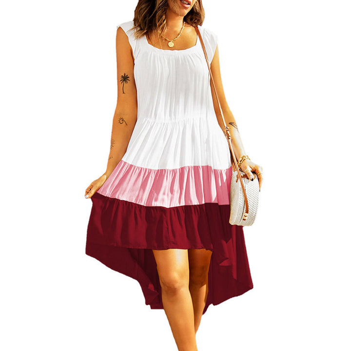 Lune London color block midi dress with ruffles for women