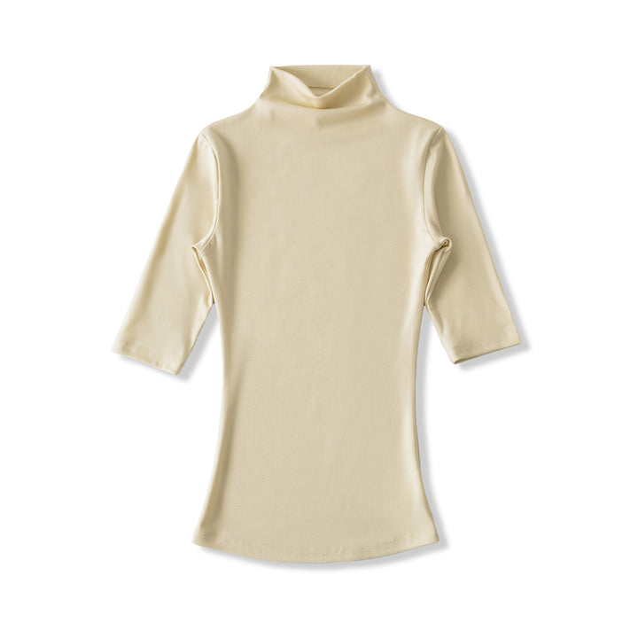 Women's Fitted Stand Collar Shirt with Half-Length Sleeves Amarae