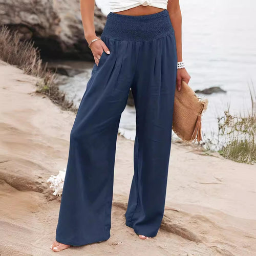 Loose summer pants for women with elastic waist and elegant draping Amarae