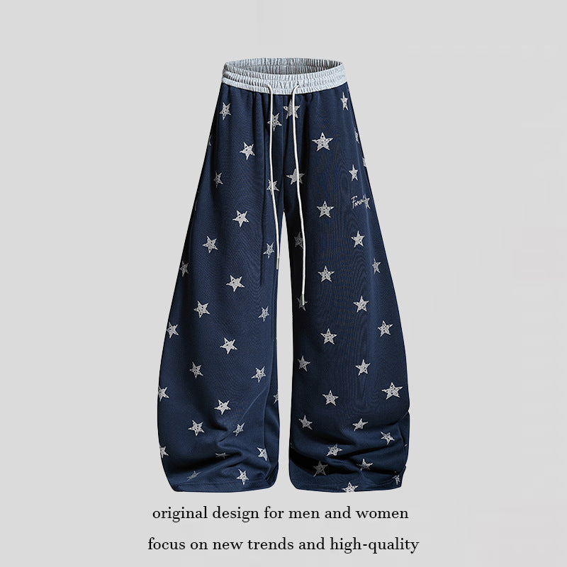 Women's Loose Lounge Pants with Star Print and Elastic Drawstring Amarae