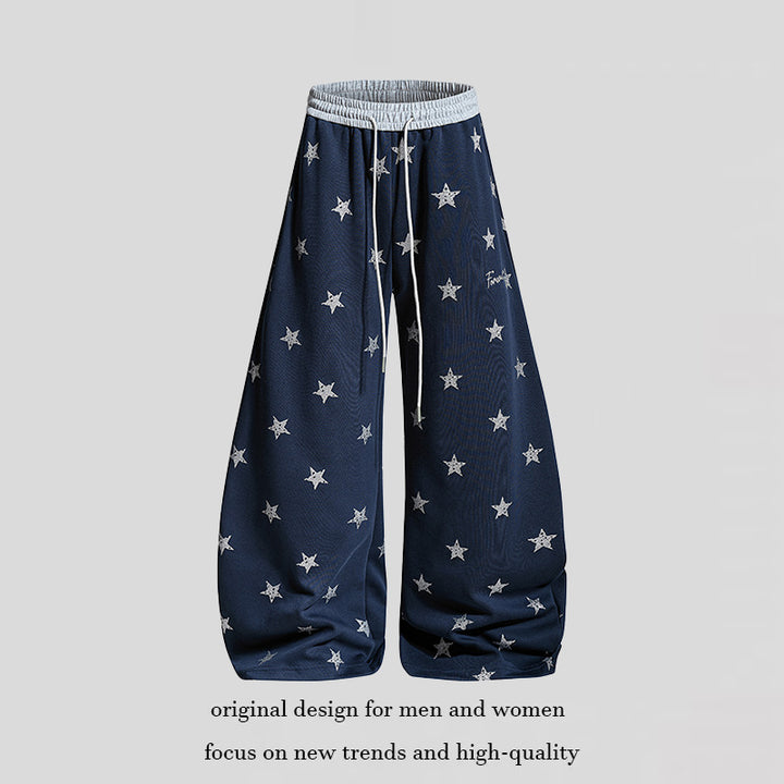 Women's Loose Lounge Pants with Star Print and Elastic Drawstring Amarae