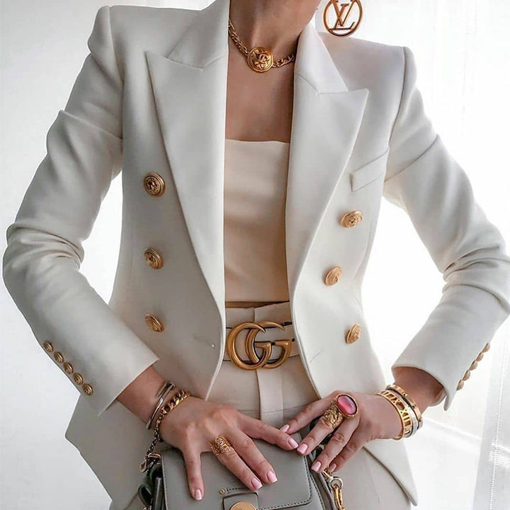 Veste élégante pour femmes avec double boutonnage et détails dorés Lune London