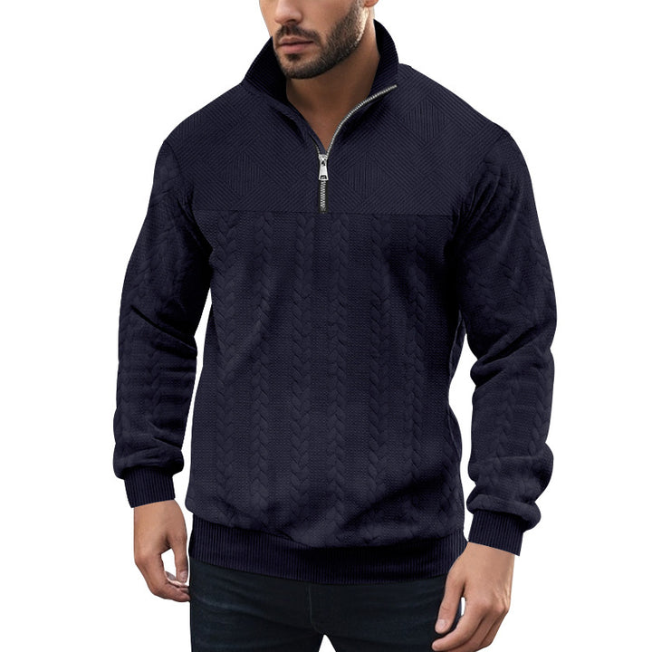 Men's knitted sweater with zipper and modern cable design Lune London