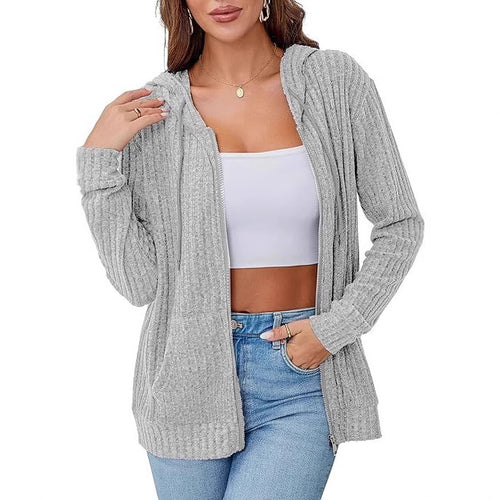Dames sweat à capuche en tricot confortable avec zip Chic & Stil
