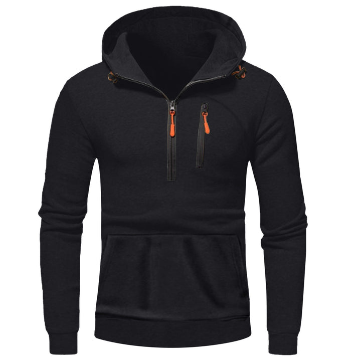 Modern men's hoodie with innovative half-zip closure Lune London