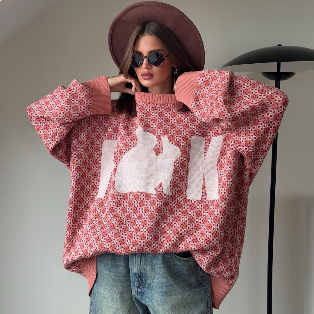 Oversized knitted sweater for women with creative pattern Lune London
