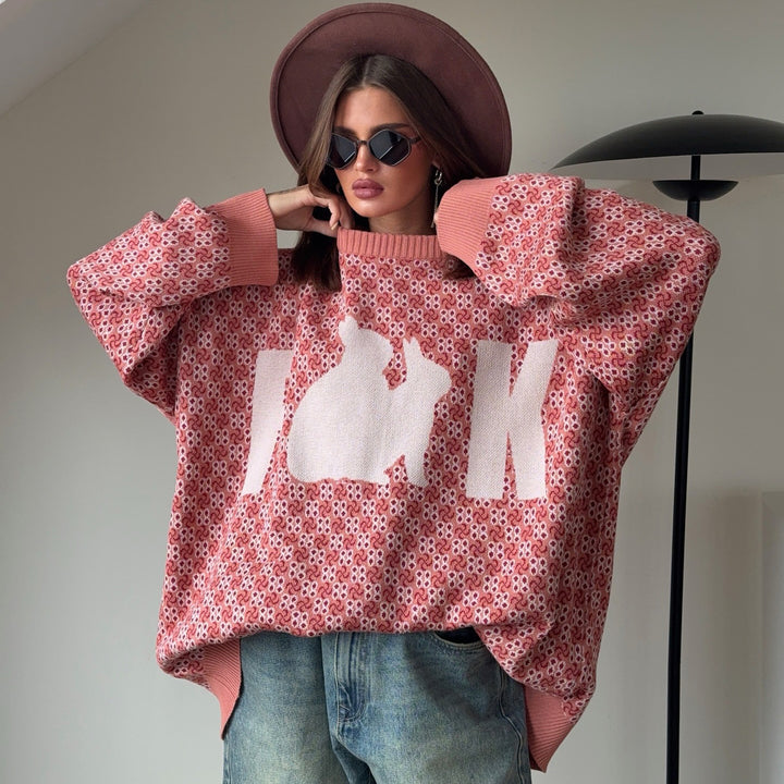 Oversized knitted sweater for women with creative pattern Lune London