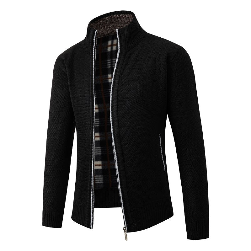Men's knit jacket with textured design and high collar Lune London