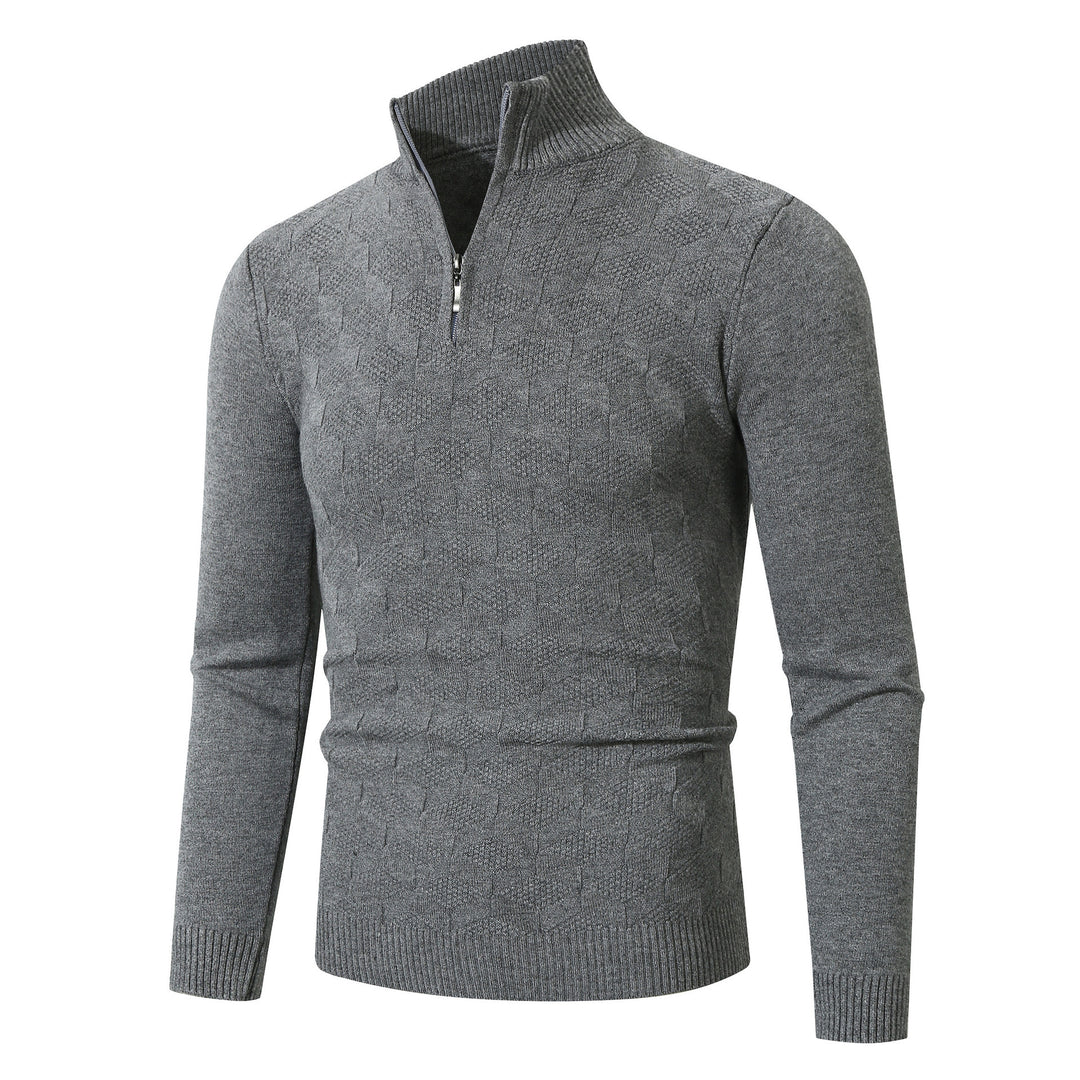 Trendy knit sweater for men with half-zip and structured design Lune London