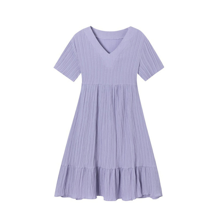 Lune London V neck ruffled fluid dress for women