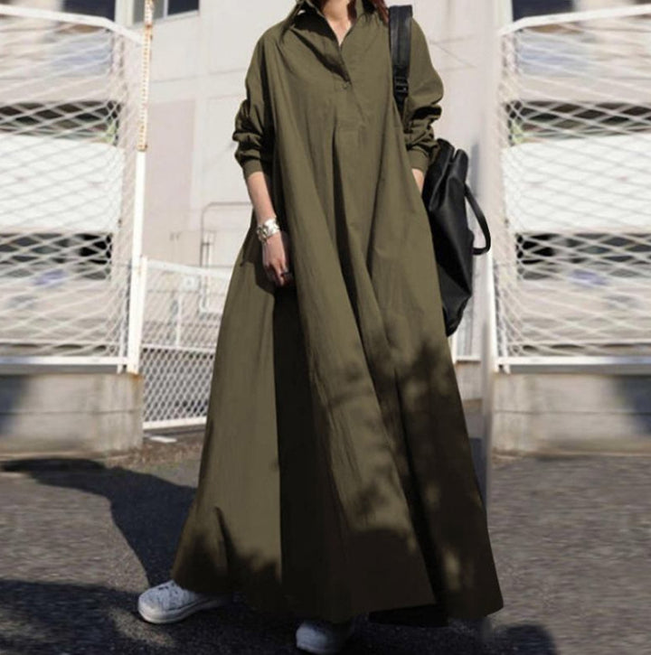 Women's Oversized Shirt Dress in A-Line with Shirt Collar Amarae