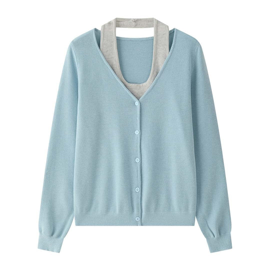 Women's fine knit cardigan with open front, ribbed hem and boxy silhouette Amarae