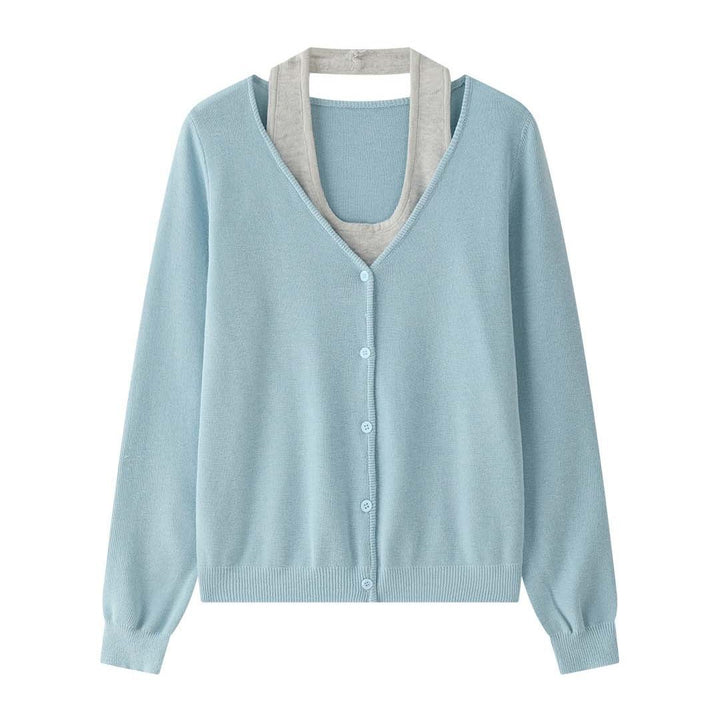Women's fine knit cardigan with open front, ribbed hem and boxy silhouette Amarae