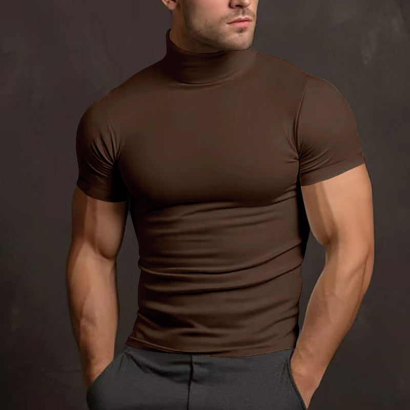 Fitted men's T-shirt with short high collar and highly stretchable material Lune London
