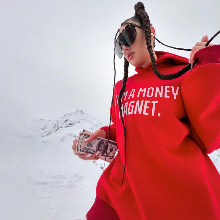 Hooded sweatshirt for women with striking inscription and casual fit Lune London