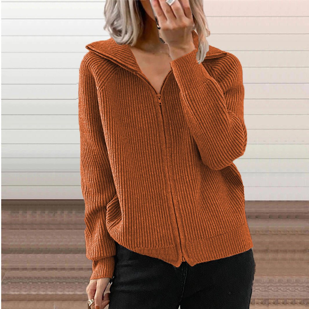 Women's knit hoodie jacket with textured ribbed design Lune London