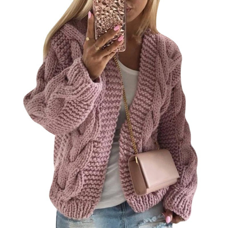 Women's knitted cardigan with elegant cable patterns Lune London