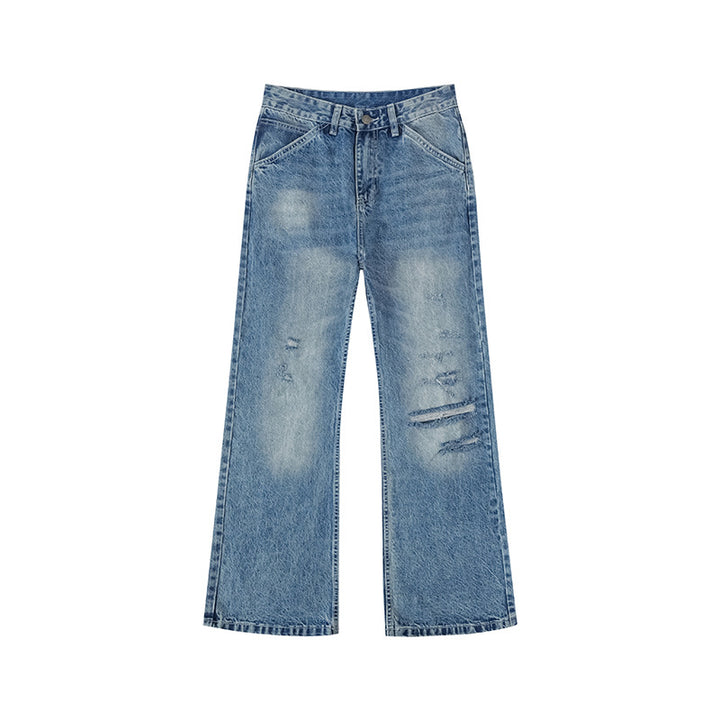 Women's Wide Distressed Denim Jeans in Palazzo Cut Amarae