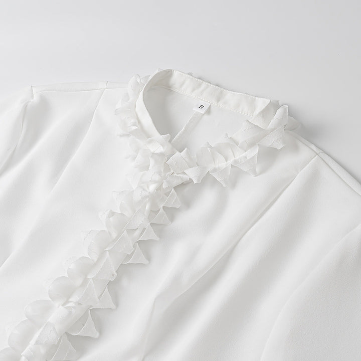 Ladies elegant blouse with ruffle details Lune London