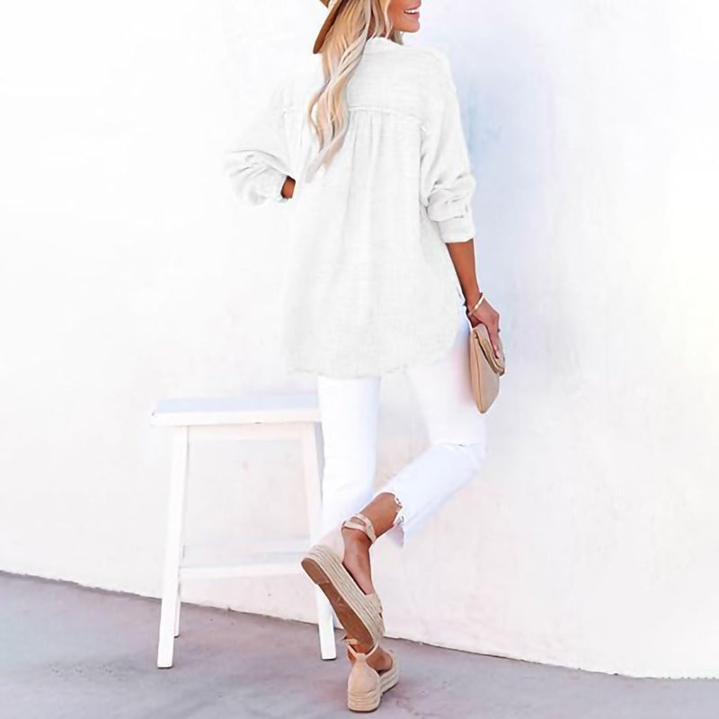Woman Oversized Casual Shirt with Button Placket Amarae
