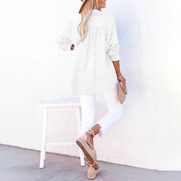 Woman Oversized Casual Shirt with Button Placket Amarae
