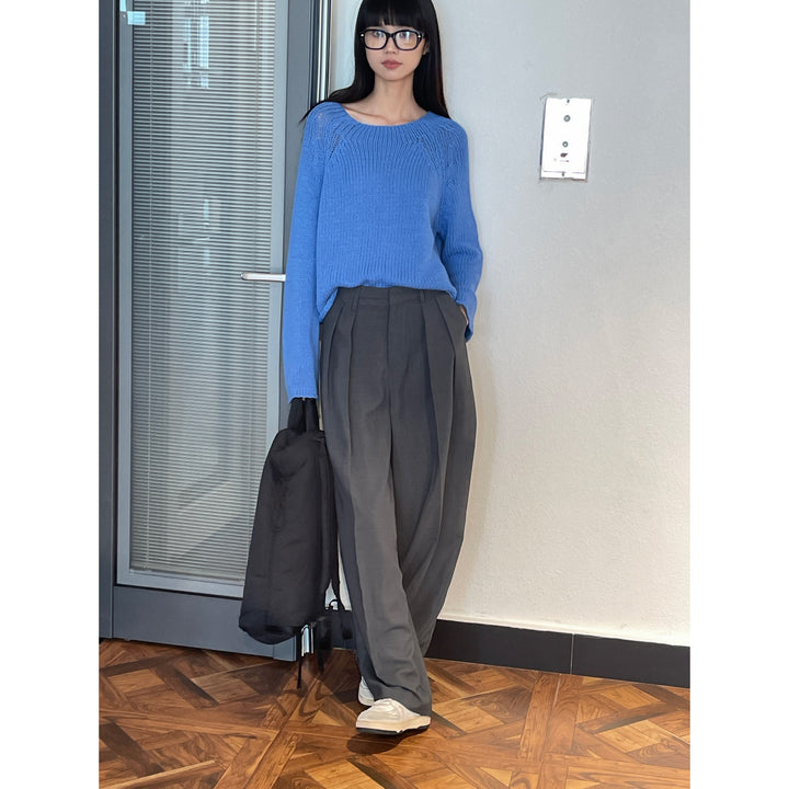 Women Elegant High-Waisted Pleated Trousers in Wide Culotte Style Amarae