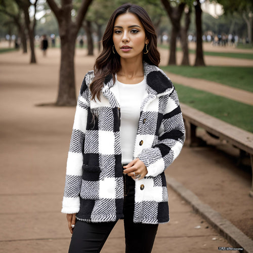 Ladies Cozy Tartan Coat Amarae